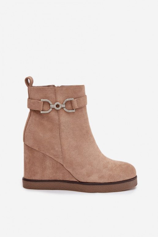 Damenstiefel mit einer Plattform Mit Dekorationen Detalem Beige Es mussrivana