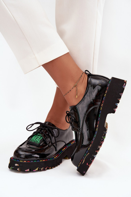 mit Lackeffekt Haut Schuhe Feminin Artiker 57C0172 schZuarze Farbe