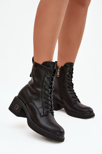 Wärmende Damen-Stiefeletten aus Naturleder Vinceza 66819 in Schwarz