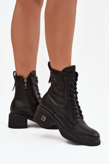 Wärmende Damen-Stiefeletten aus Naturleder Vinceza 66819 in Schwarz 2