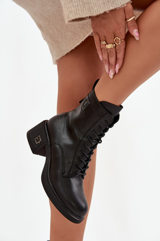 Wärmende Damen-Stiefeletten aus Naturleder Vinceza 66819 in Schwarz