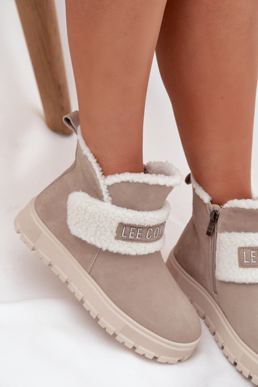 Damen-Schneestiefel aus Naturveloursleder mit Isolierung Lee Cooper LCJ-25-01-3739 in Grau