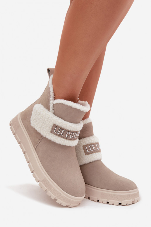 Damen-Schneestiefel aus Naturveloursleder mit Isolierung Lee Cooper LCJ-25-01-3739 in Grau