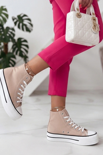 Beige Sneakers über dem Knöchel Piper