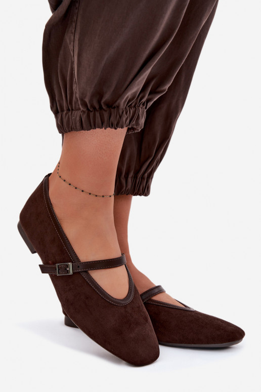 Ballerinas mit Riemen aus Kunstveloursleder Felora