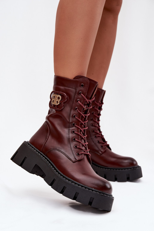 Warme Stiefeletten mit Ornamenten in bordeaux Melisse