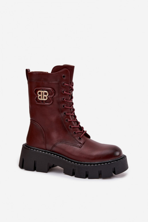 Warme Stiefeletten mit Ornamenten in bordeaux Melisse