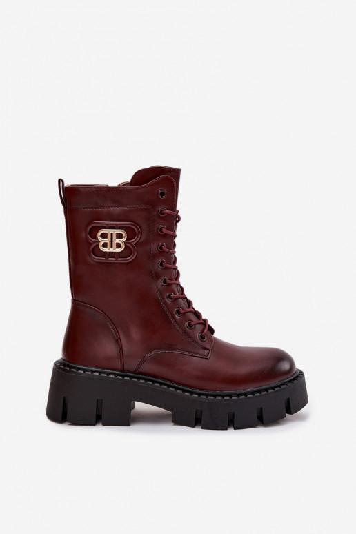 Warme Stiefeletten mit Ornamenten in bordeaux Melisse