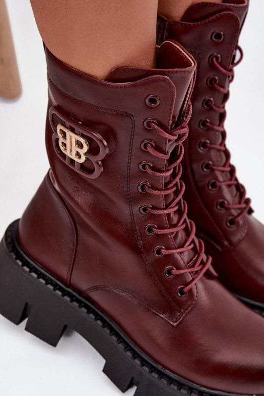Warme Stiefeletten mit Ornamenten in bordeaux Melisse
