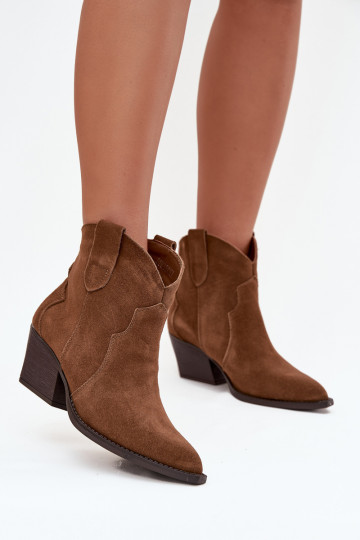 Damen Stiefeletten im Cowboy-Stil aus braunem Kunstveloursleder Beretta 2