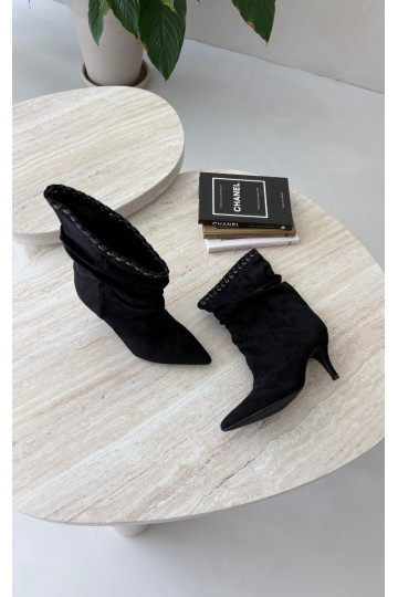 Falten ankle boots mit dünnen Absätzen in schwarzer Herella 2