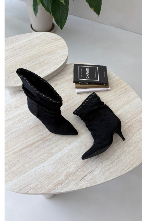 Falten ankle boots mit dünnen Absätzen in schwarzer Herella