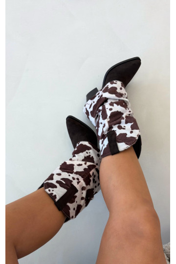 Cowboy-Stil ankle boots mit gebogenem Schaft und Absätzen in brauner Havie 2