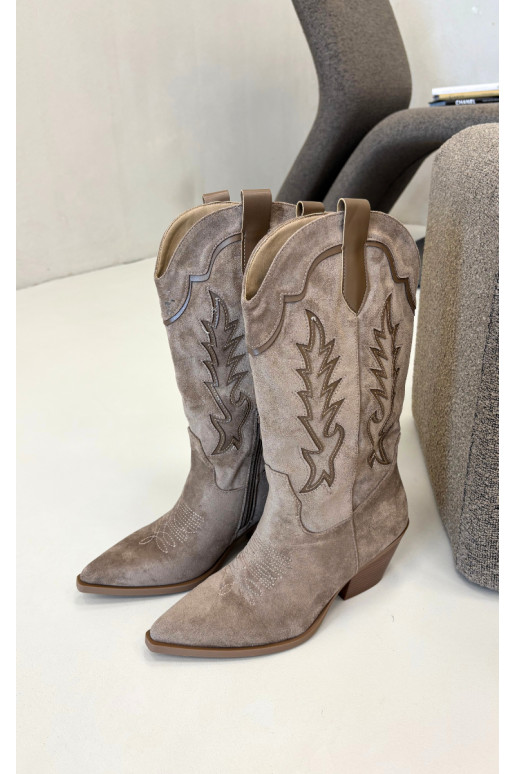 Knöchelhohe Cowboy-Stiefel in khaki Betina