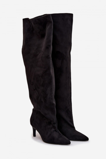 Schwarze Damenstiefel mit dünnen Absätzen Tai turivilla