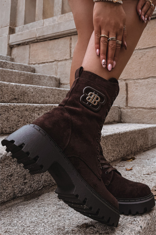 Damen Stiefeletten gefüttert mit eleganten Elementen schokoladenfarben Kalindra