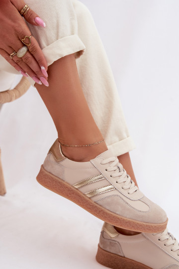 Damen Sneakers aus Leder S.Barski LR61-7059 sand