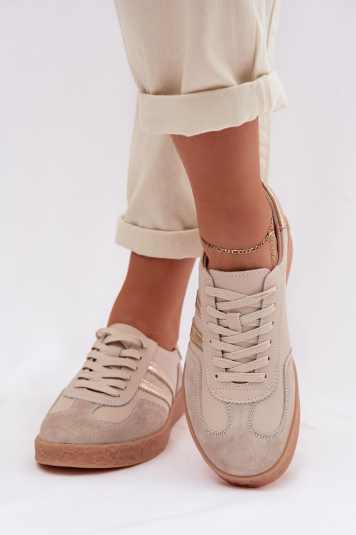 Damen Sneakers aus Leder S.Barski LR61-7059 sand