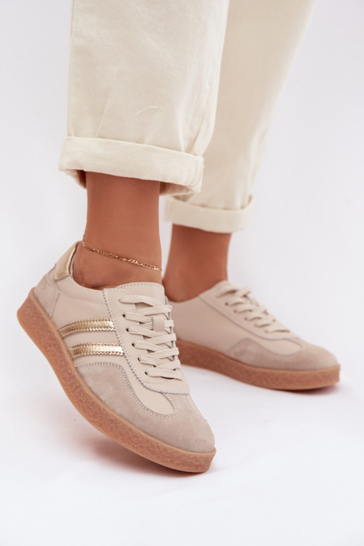 Damen Sneakers aus Leder S.Barski LR61-7059 sand