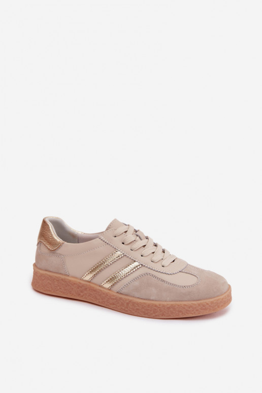 Damen Sneakers aus Leder S.Barski LR61-7059 sand