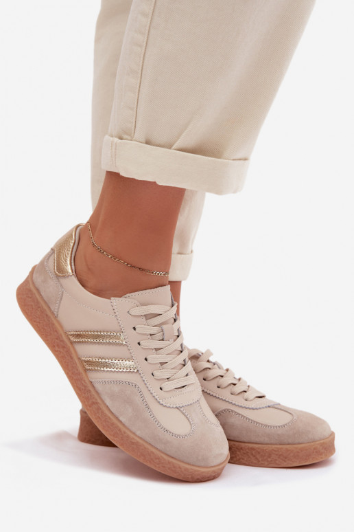 Damen Sneakers aus Leder S.Barski LR61-7059 sand