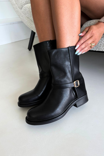 Isolierte Damen Stiefeletten mit Schnallen in schwarzer Farbe Corley 2