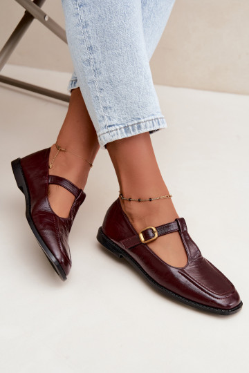 Bordeauxfarbene Kunstleder-Schuhe mit Riemen Bonnia 2