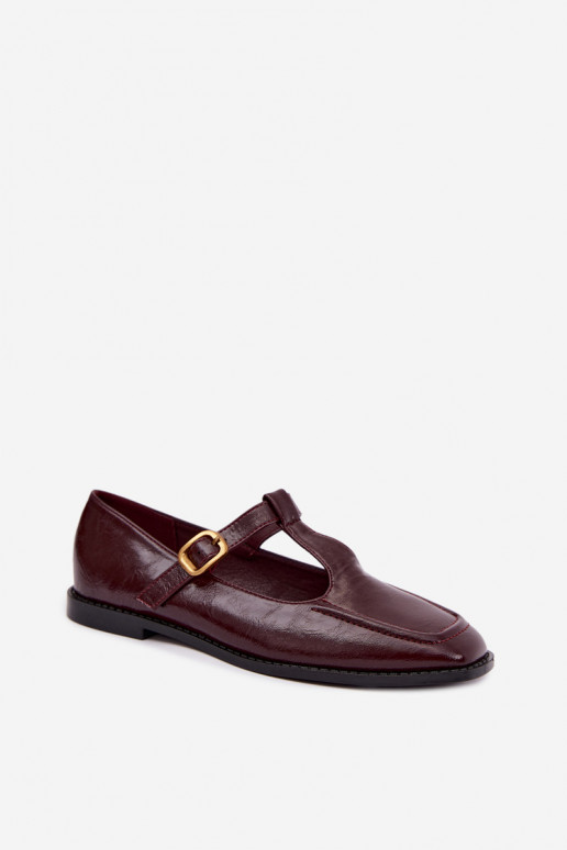 Bordeauxfarbene Kunstleder-Schuhe mit Riemen Bonnia