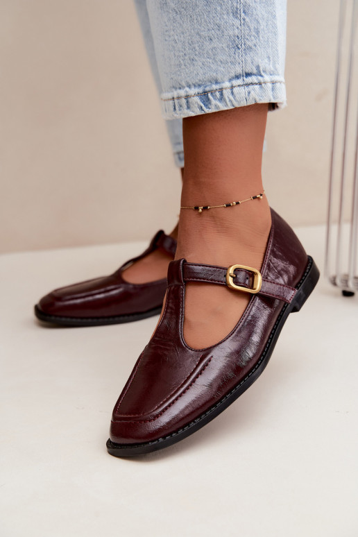 Bordeauxfarbene Kunstleder-Schuhe mit Riemen Bonnia