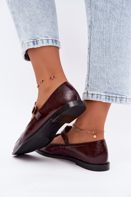 Bordeauxfarbene Kunstleder-Schuhe mit Riemen Bonnia