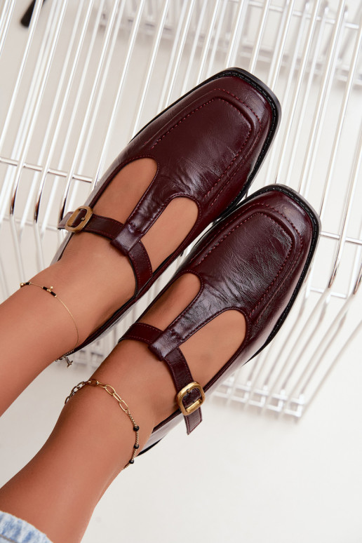 Bordeauxfarbene Kunstleder-Schuhe mit Riemen Bonnia