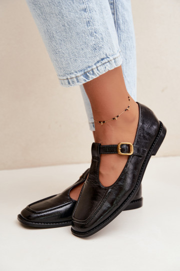 Schwarze Kunstleder-Schuhe mit Riemen Bonnia 2