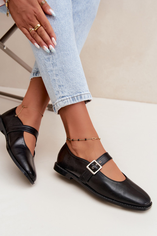 Schwarze Ballerinas mit Schnallen Muretta