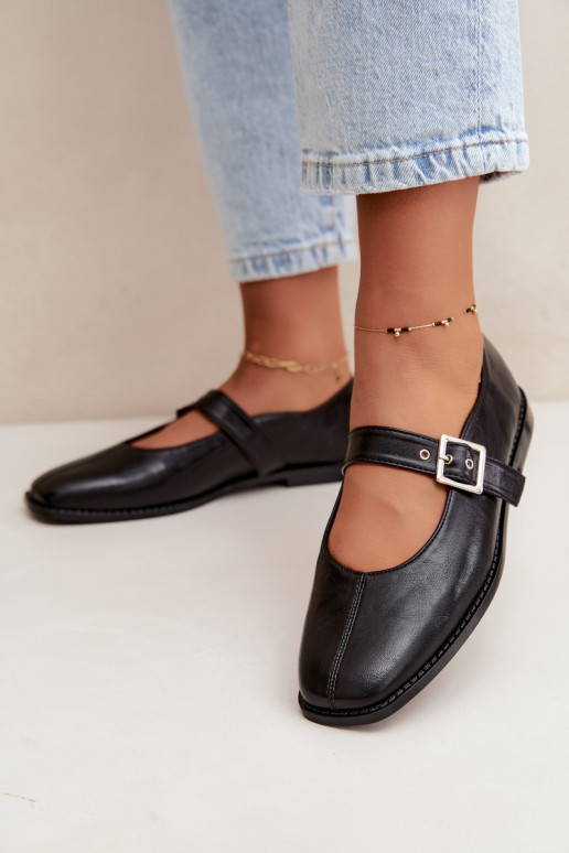 Schwarze Ballerinas mit Schnallen Muretta