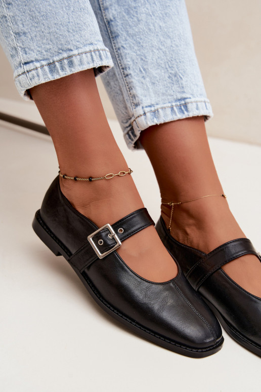 Schwarze Ballerinas mit Schnallen Muretta