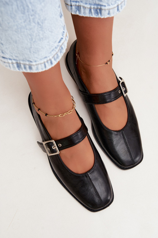 Schwarze Ballerinas mit Schnallen Muretta