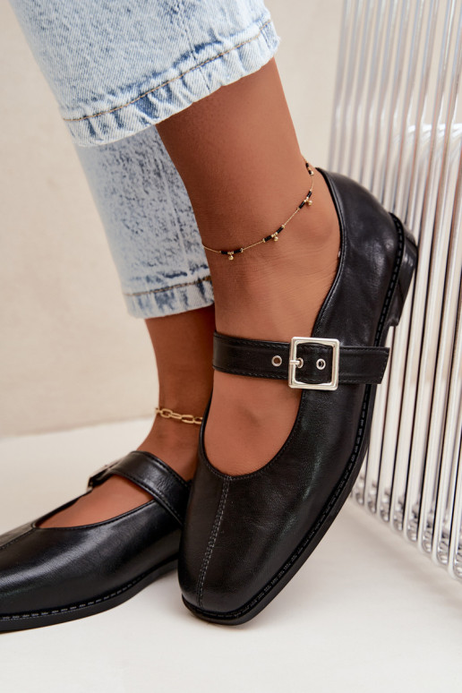 Schwarze Ballerinas mit Schnallen Muretta