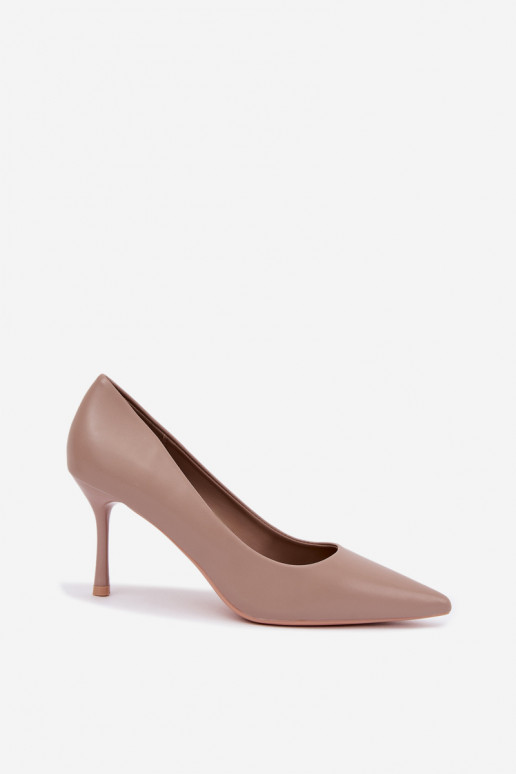 Khakifarbene klassische High Heels aus Kunstleder Nesha