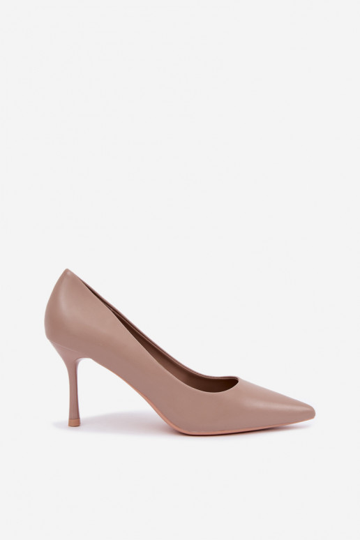 Khakifarbene klassische High Heels aus Kunstleder Nesha