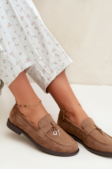 Damen Mokassins aus Kunstveloursleder braun Raylie