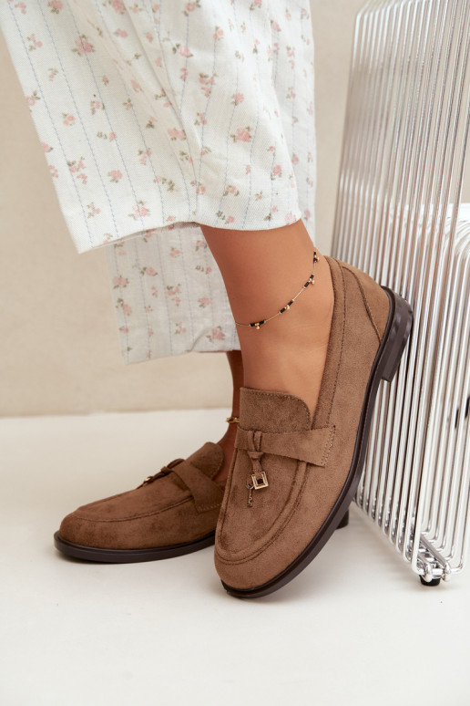 Damen Mokassins aus Kunstveloursleder braun Raylie