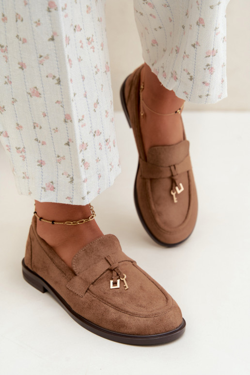 Damen Mokassins aus Kunstveloursleder braun Raylie