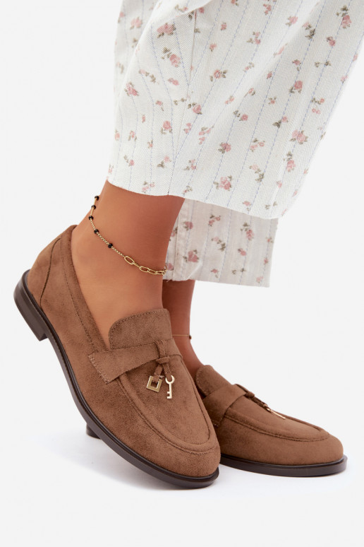 Damen Mokassins aus Kunstveloursleder braun Raylie