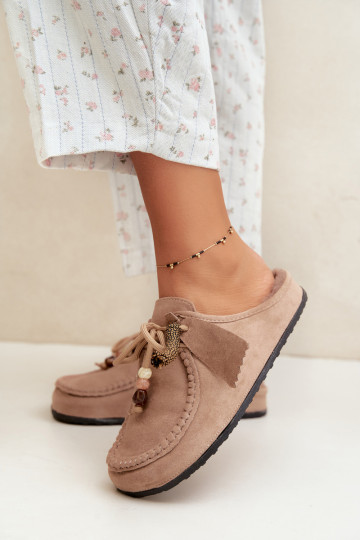 Damen Hausschuhe Mule mit Fell sandfarben Melia 2