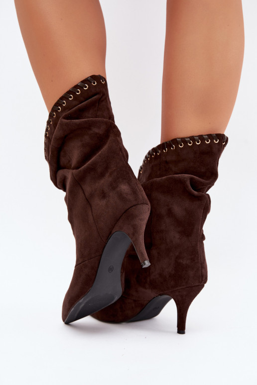 Falten ankle boots mit dünnen Absätzen in schokoladenfarbener Herella