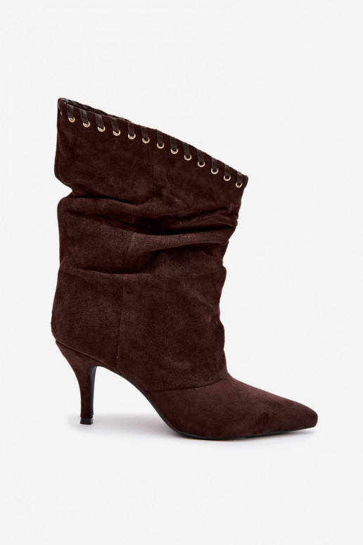 Falten ankle boots mit dünnen Absätzen in schokoladenfarbener Herella
