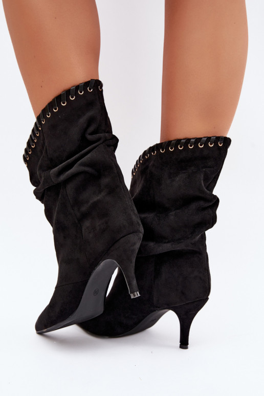 Falten ankle boots mit dünnen Absätzen in schwarzer Herella