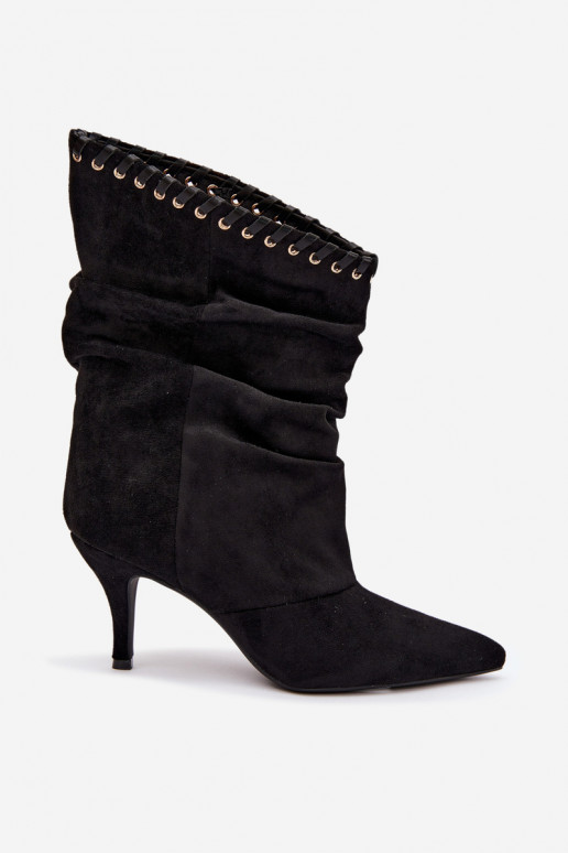 Falten ankle boots mit dünnen Absätzen in schwarzer Herella