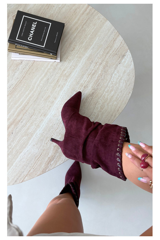 Falten ankle boots mit dünnen Absätzen in burgunderfarbener Herella