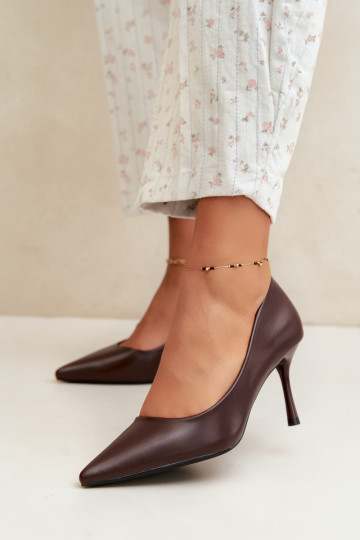 Klassische High Heels aus Kunstleder, schokoladenfarben Nesha
